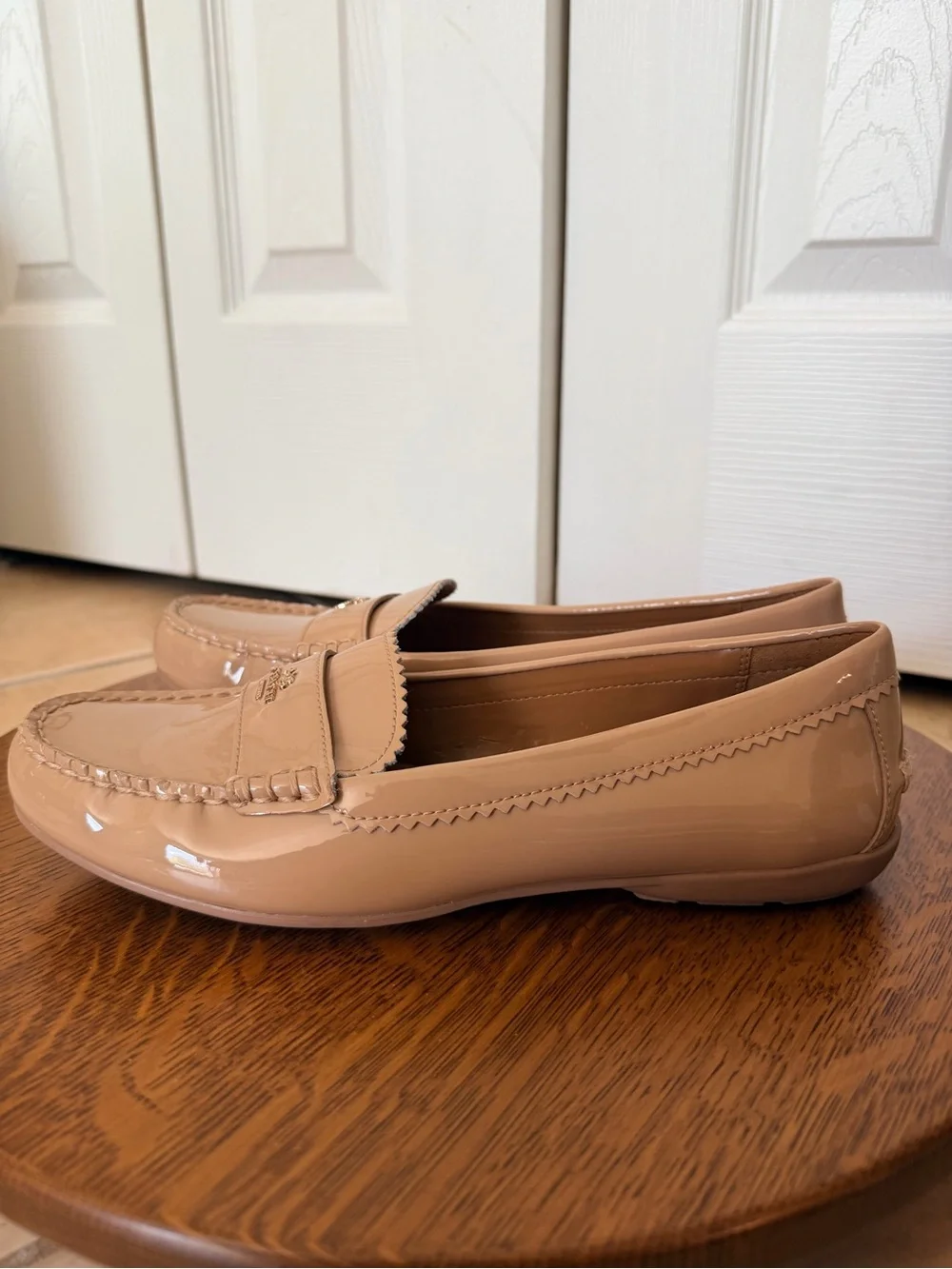 Coach Women's Patent Penny Loafers in Blush Beige
